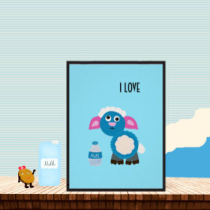 Poster Moutons et lait