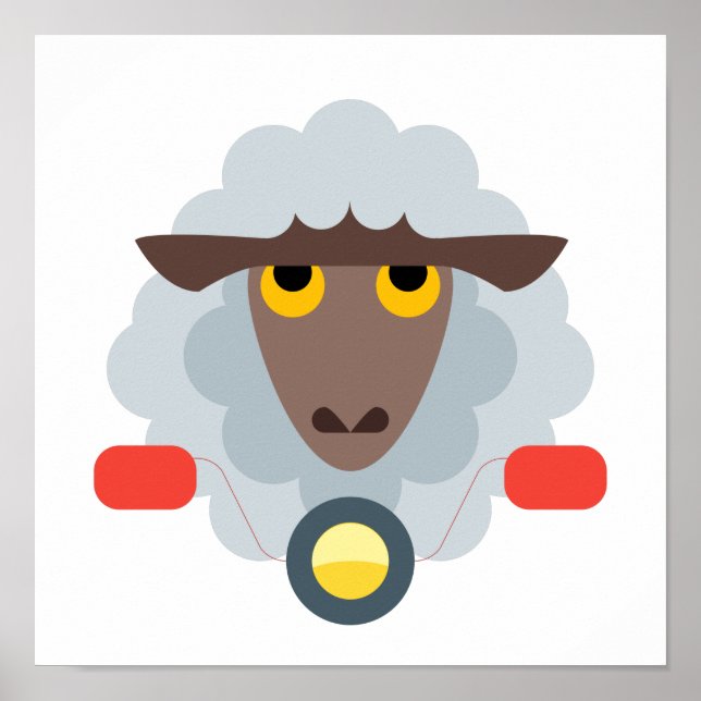 Poster Moutons sur moto (Devant)