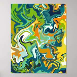 Poster Mouvement de fluide abstrait multicolore
