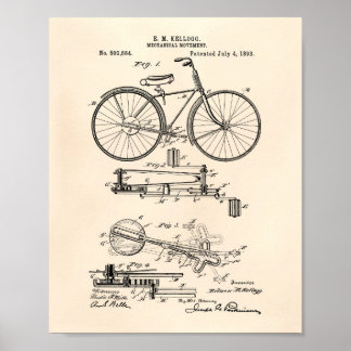 Poster Mouvement mécanique 1893 Art Brevet Vieux Poivre