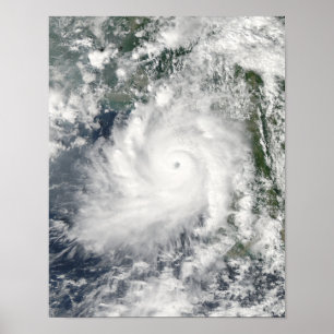 Poster Mouvements de Giri de cyclone à terre au-dessus de