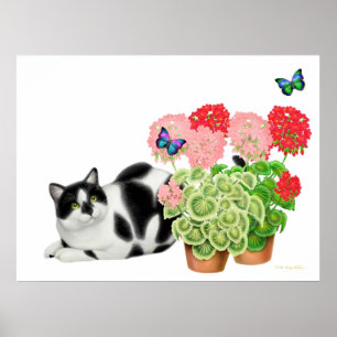 Poster Moxie Cat and the Butterflies Print