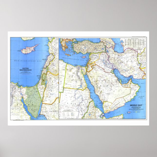 Poster " Moyen-Orient : 1978 Carte détaillée ... (Devant)