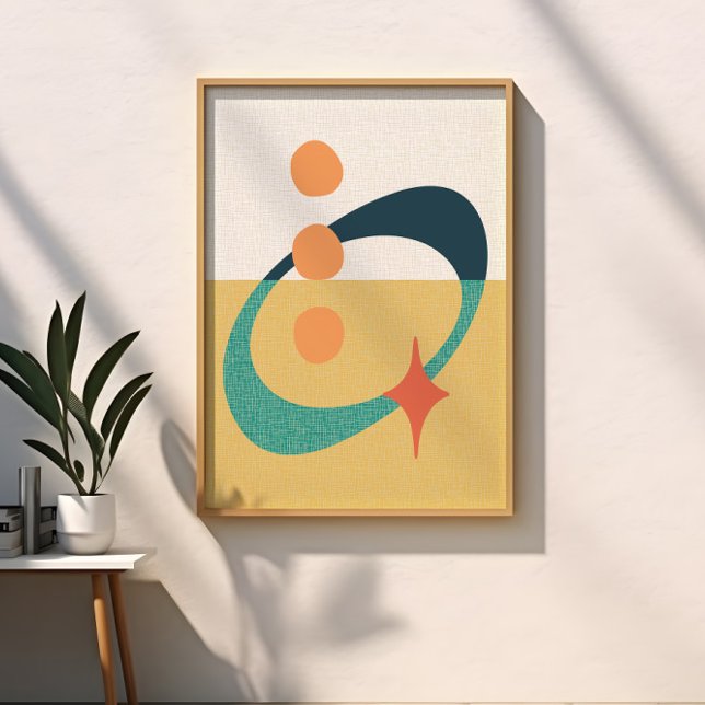 Poster Moyen Siècle Atomique Abstrait Jaune, Orange, Turq (Créateur téléchargé)