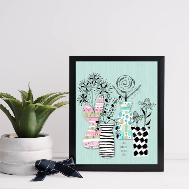 Poster Moyenne siècle Floral Moderne Personnalisé (Créateur téléchargé)