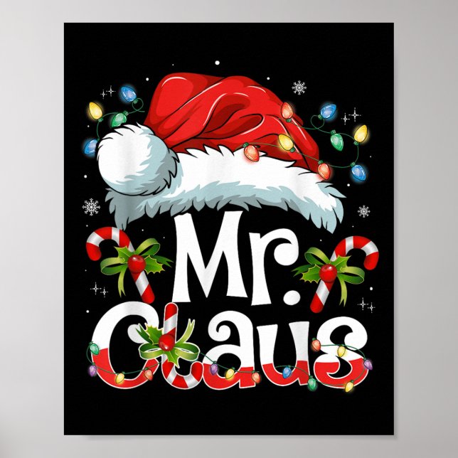 Poster Mr And Mrs Claus Couples Matching Christmas Pajama (Devant)