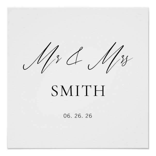 Poster Mr and Mrs Wedding Backdrop Banner | Elegant  (Devant)