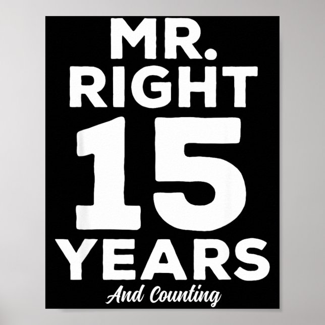Poster Mr. Right 15 Years Wedding Anniversary Funny Match (Devant)