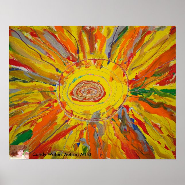 Poster "Mr Sun" de Candy Waters Artiste de l'autisme (Devant)
