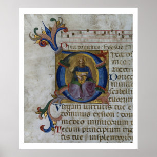Poster Ms 531 f.169v Historiated initial 'D' depicting Ki