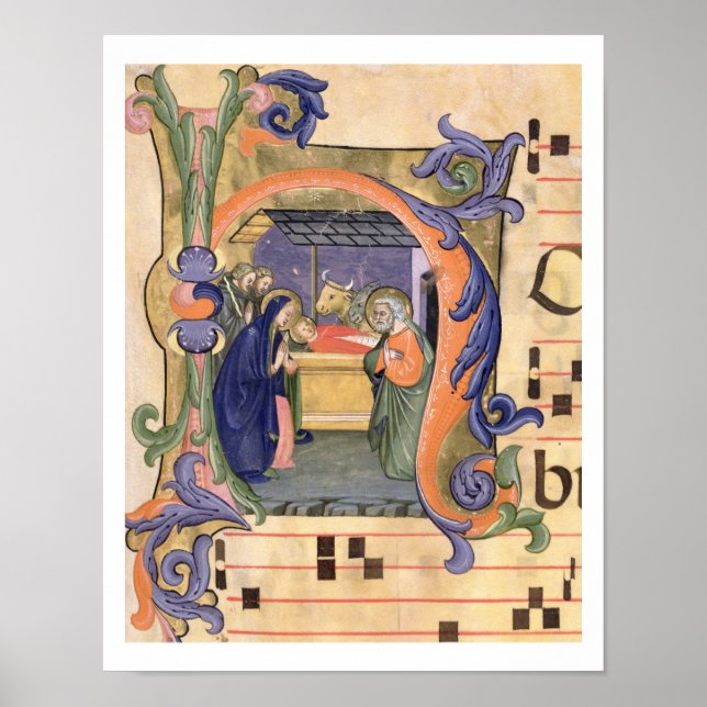 Poster Ms 571 f.6r Historié le "H" initial décrivant le (Devant)