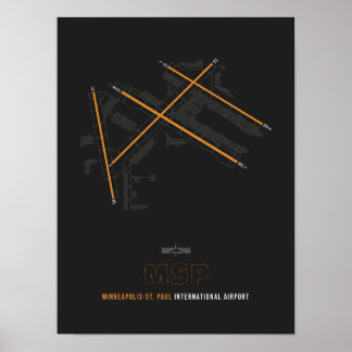 Poster MSP - Diagramme de piste de l'aéroport de Minneapo