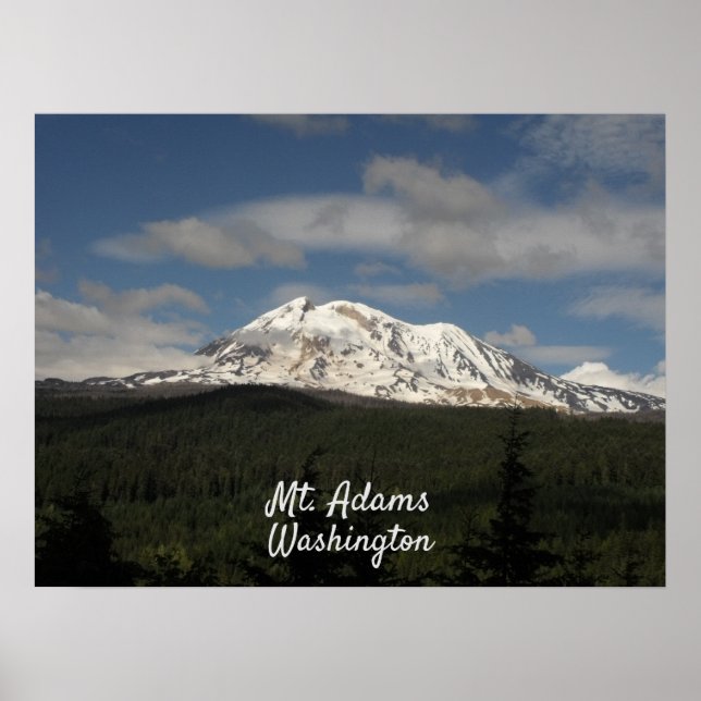 Poster Mt Adams Washinton avec la forêt et le ciel bleu (Devant)