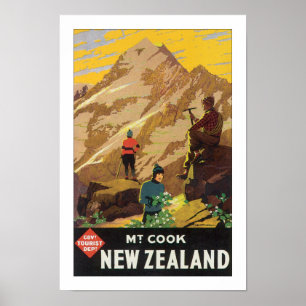 Poster Mt Cook Nouvelle-Zélande (blanc)