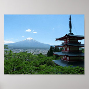 Poster Mt Fuji View Arakurayama Sengen Park Japon