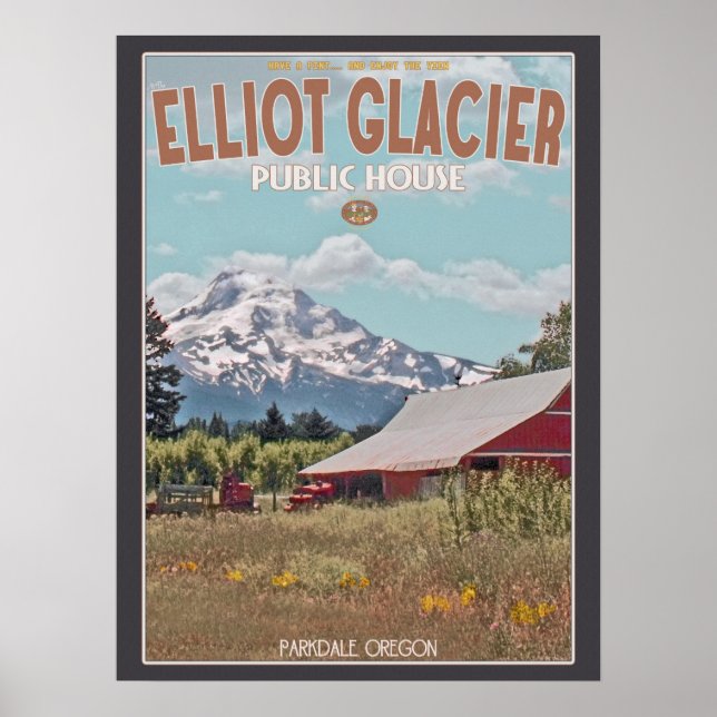 Poster Mt Hood - Maison publique du glacier Elliot (Devant)