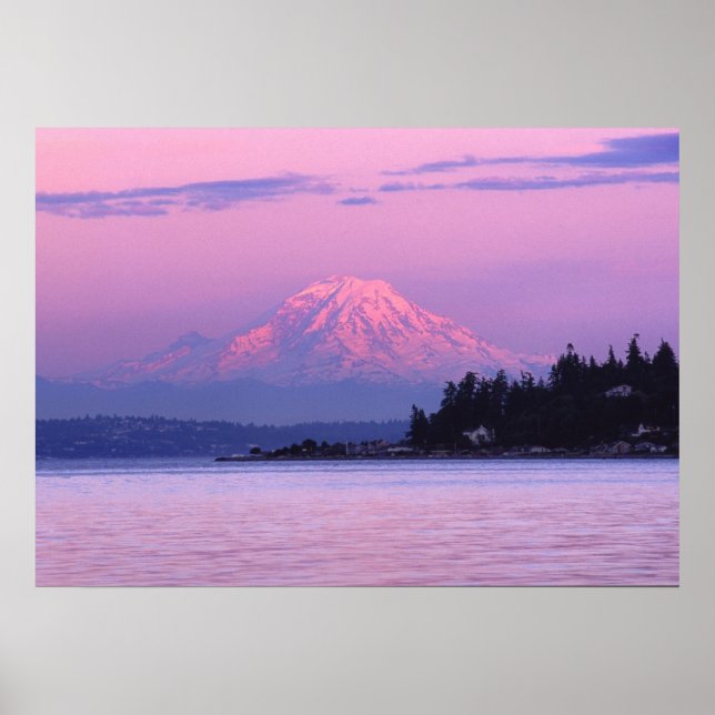 Poster Mt. Rainier à Sunset, État de Washington. (Devant)