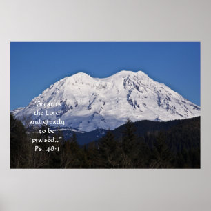 Poster Mt Rainier en hiver Imprimer avec versets d'Écritu