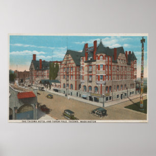 Poster Mt. Rainier, WA - Vue sur le Tacoma Hotel &