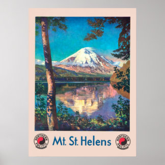 Poster Mt. St. Helens, pour le Pacifique Nord Vintage