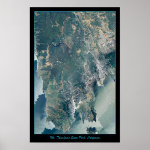 Poster Mt. Tamalpais, copie satellite du comté de Marin