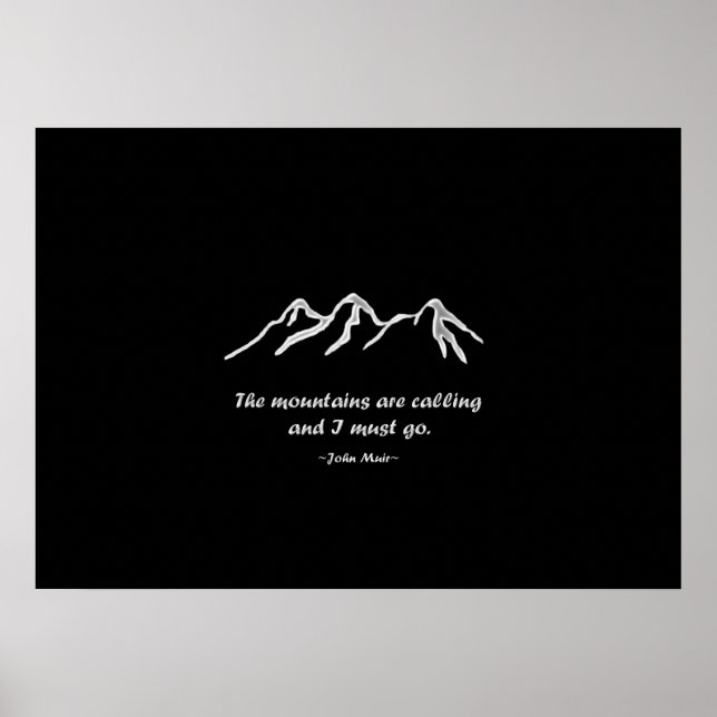 Poster Mtns appelle/Snowy blizzard sur Black Design (Devant)