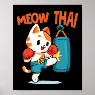 Poster Muay Thai Funny Amoureux des chats Thai Boxing Tha