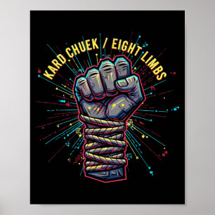 Poster Muay Thai Kard Chuek Huit Membres Poing MMA Thaïla
