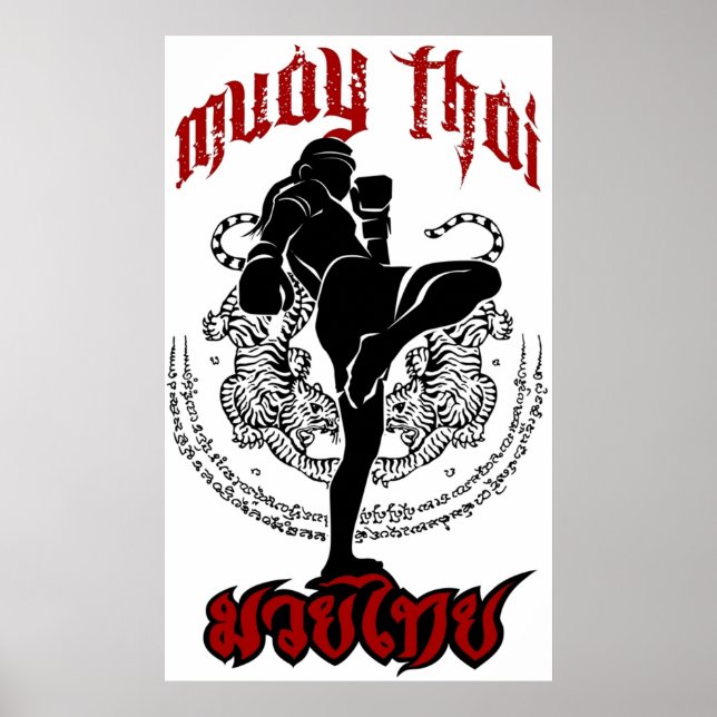 Poster muay thai kick thailand martial art logo sport mau (Devant)