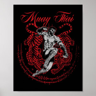 Poster Muay Thai Kickboxer Martial Art Fighter Thai Boxi