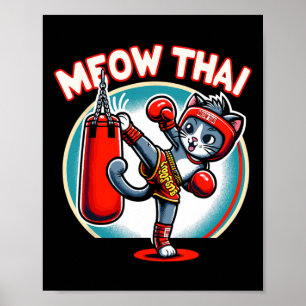 Poster Muay Thai Martial Art Thai Boxe Chat Meow Thai Fo