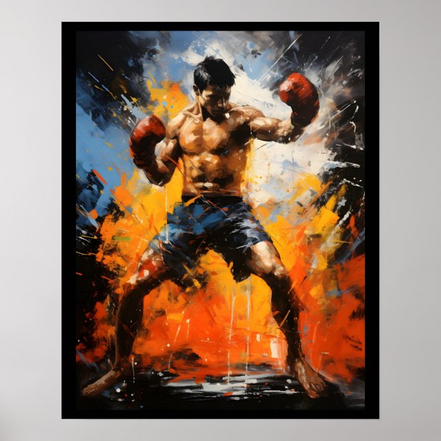 Poster Muay Thai Martial Arts Boxer Combat Sport (Devant)