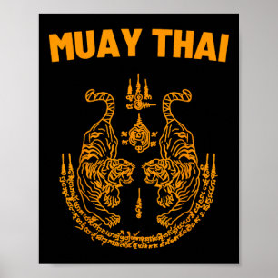Poster Muay Thai Mma Combat Tatouage Jumeau Tigre Kickbox