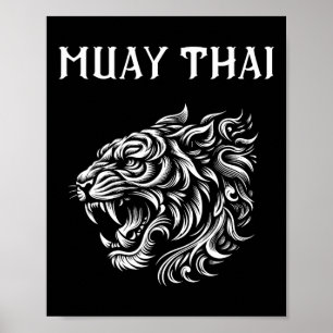 Poster Muay Thai Mma Combat Tatouage Rugissement de Tigre