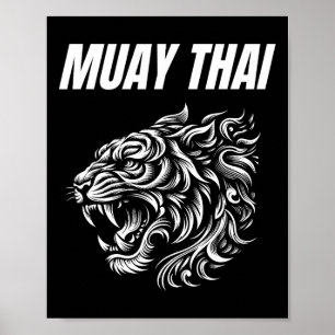 Poster Muay Thai Mma Combat Tatouage Tigre Rugir Kickboxi