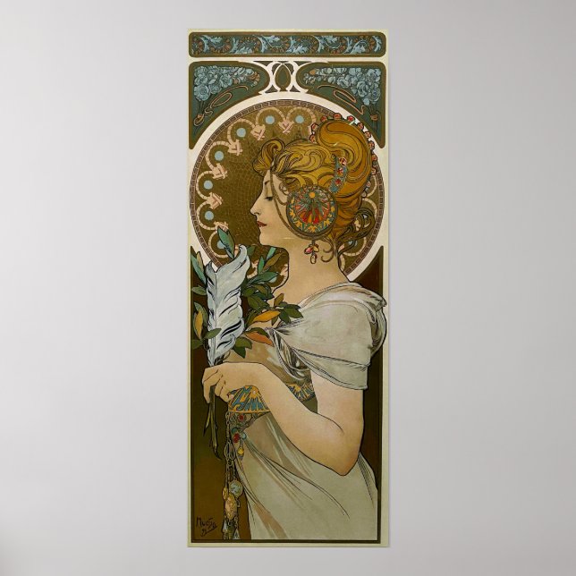 Poster Mucha - Art nouveau plume (Devant)
