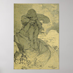 Poster Mucha - Fevrier Cocorico