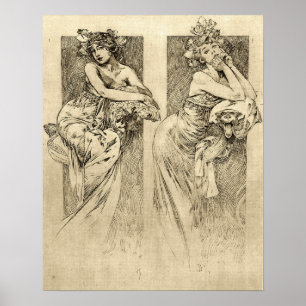 Poster Mucha - Illustrations féminines 1901