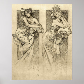 Poster Mucha - Illustrations féminines 1901