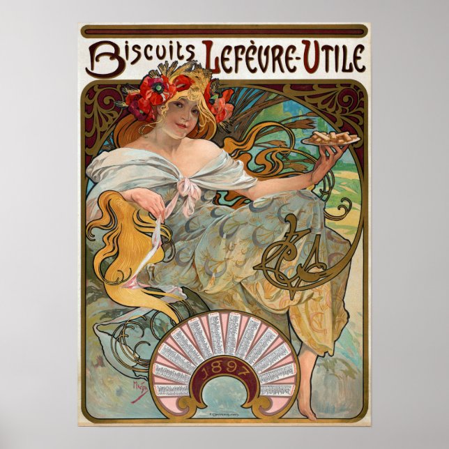 Poster Mucha - Lefevre Biscuits 1896 (Devant)