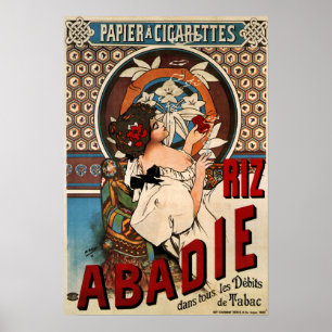 Poster Mucha - Papier à rouler à cigarettes Abadie 1898