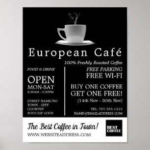 Poster Mug blanc, Barista, Café, Café, Café Publicité