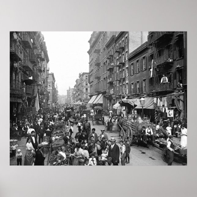 Poster Mulberry Street, New York, 1900 (Devant)