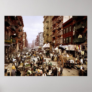 Poster Mulberry Street, New York, NY 1900
