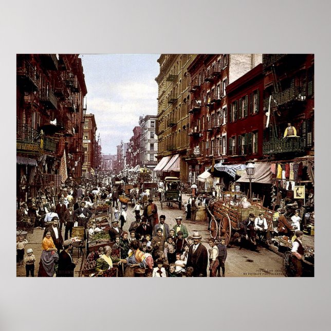 Poster Mulberry Street NYC vers 1900 toile Imprimer (Devant)