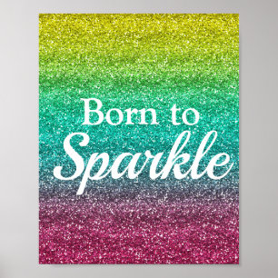 Poster Multi Color Fide Parties scintillant Né à Sparkle 