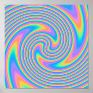 Poster Multicolor Psychedelic Twist Swirl Motif.