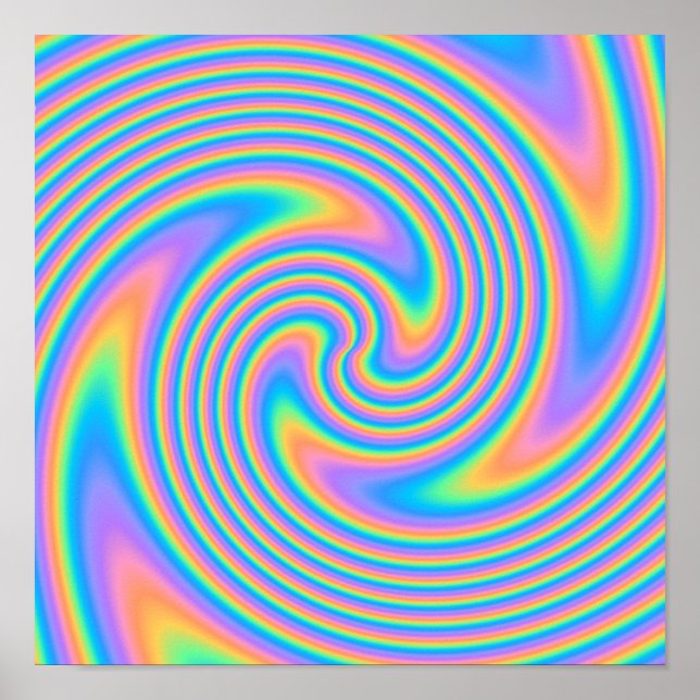 Poster Multicolor Psychedelic Twist Swirl Motif. (Devant)