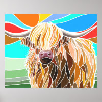 Multicolore drôle vache des hautes terres