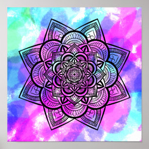 Poster Multicolore géométrique Floral Mandala Art Imprime